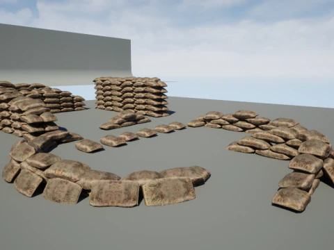 Kit modular de sacos de areia de guerra Modelo 3D