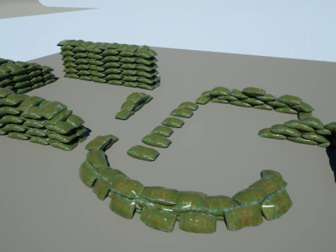 Kit modular de sacos de areia de guerra Modelo 3D