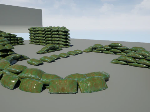 Kit modular de sacos de areia de guerra Modelo 3D