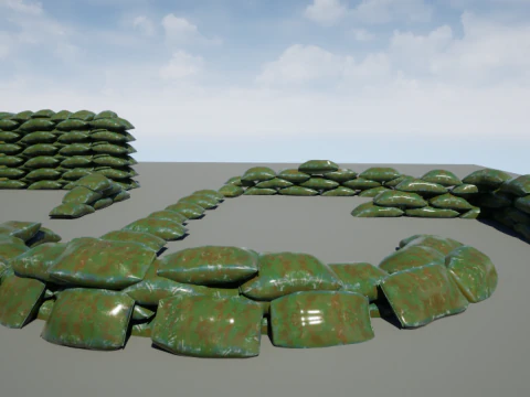 Kit modular de sacos de areia de guerra Modelo 3D