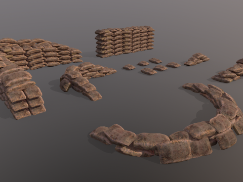 Warfare Sandbags Modular Kit Model 3D