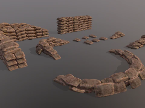 Kit modular de sacos de areia de guerra Modelo 3D
