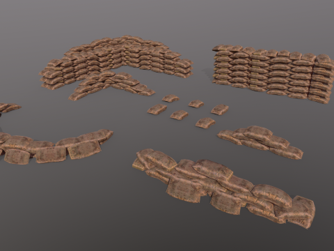 Warfare Sandbags Modular Kit Model 3D