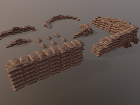 Warfare Sandbags Modular Kit Model 3D