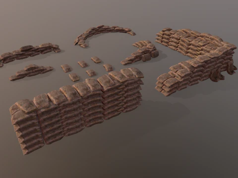 Kit modular de sacos de areia de guerra Modelo 3D