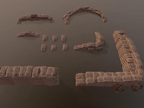 Kit modular de sacos de areia de guerra Modelo 3D