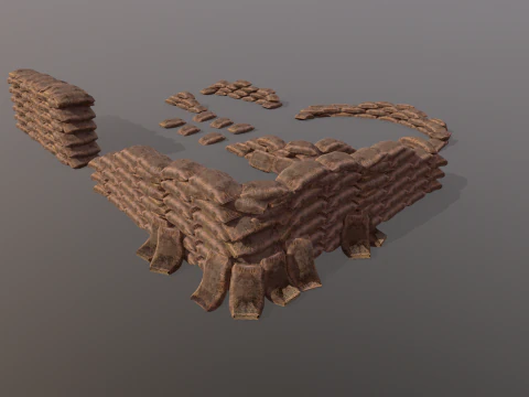 Kit modular de sacos de areia de guerra Modelo 3D