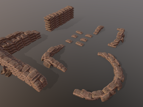 Warfare Sandbags Modular Kit Model 3D