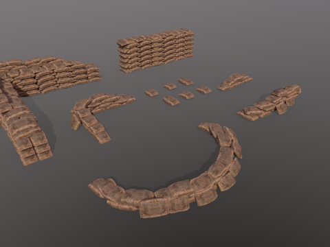 Warfare Sandbags Modular Kit Model 3D