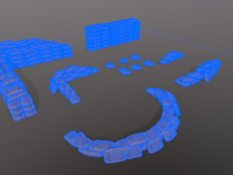 Warfare Sandbags Modular Kit Model 3D
