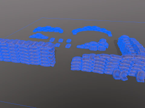 Kit modular de sacos de areia de guerra Modelo 3D