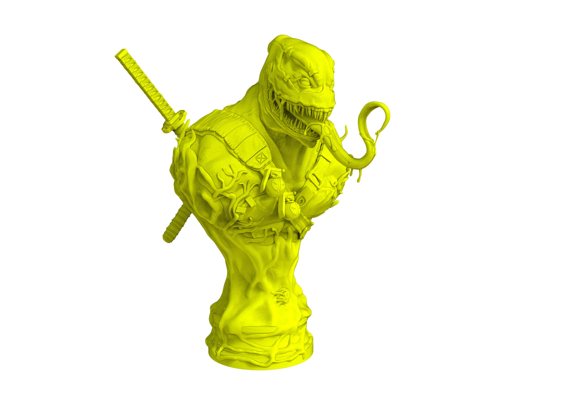 Venom Pool Bust 3D Print Model .c4d .max .obj .3ds .fbx .stl .blend
