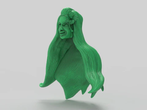Tropical Girl Head 3D Print Model
