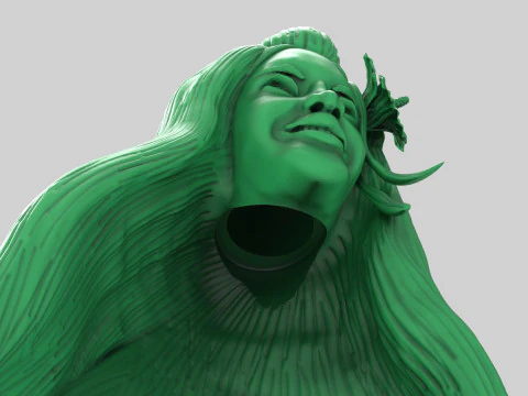 Tropical Girl Head 3D Print Model