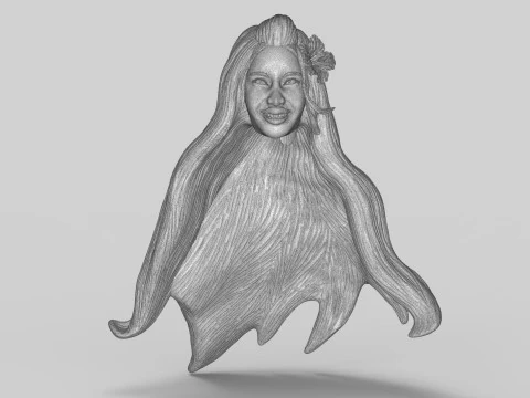 Tropical Girl Head 3D Print Model