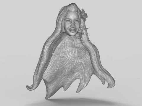 Tropical Girl Head 3D Print Model