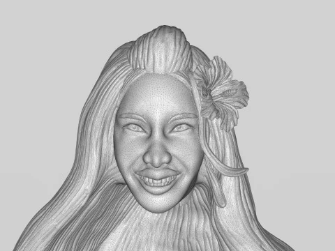Tropical Girl Head 3D Print Model
