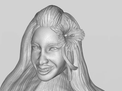 Tropical Girl Head 3D Print Model