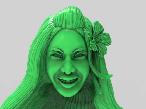 Tropical Girl Head 3D Print Model