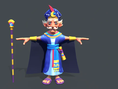 Stylized Egyptian Mage 3D Model