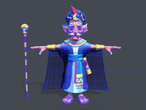 Стилизованный египетский маг 3D Модель