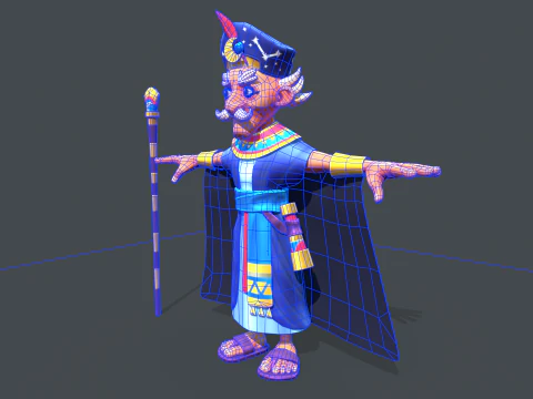 Стилизованный египетский маг 3D Модель