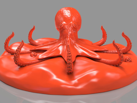 Red Octopus Figurine 3D-printmodel