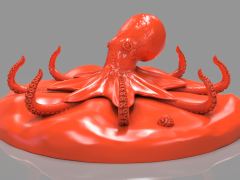 Red Octopus Figurine 3D-printmodel