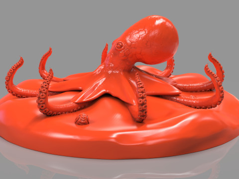 Red Octopus Figurine 3D-printmodel