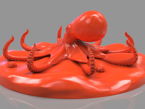 Red Octopus Figurine 3D-printmodel