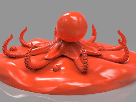 Red Octopus Figurine 3D-printmodel