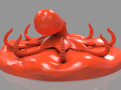 Red Octopus Figurine 3D-printmodel