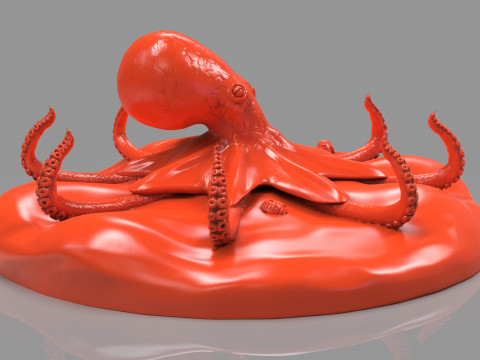 Red Octopus Figurine 3D-printmodel