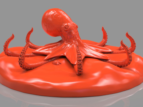 Red Octopus Figurine 3D-printmodel
