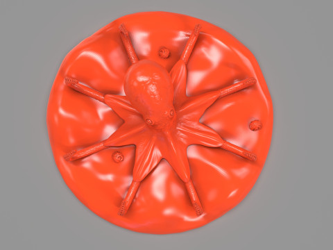 Red Octopus Figurine 3D-printmodel