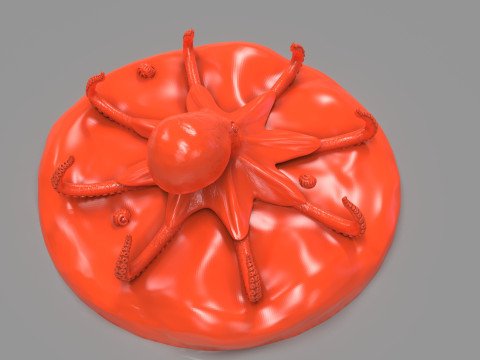 Red Octopus Figurine 3D-printmodel