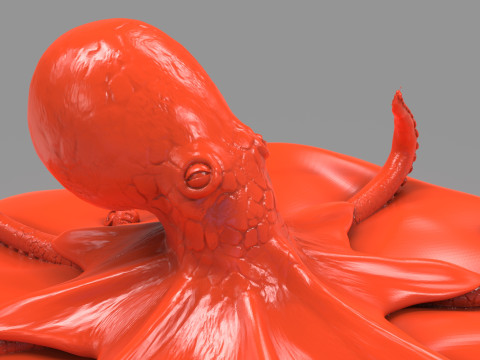 Red Octopus Figurine 3D-printmodel