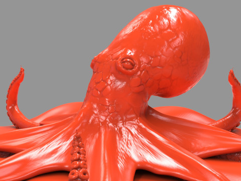 Red Octopus Figurine 3D-printmodel