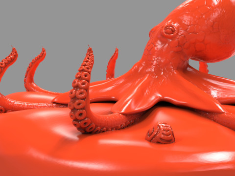 Red Octopus Figurine 3D-printmodel
