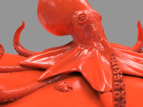 Red Octopus Figurine 3D-printmodel