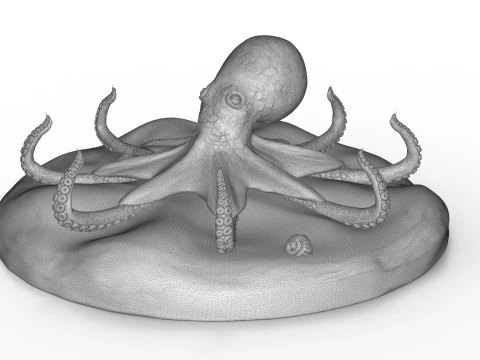 Red Octopus Figurine 3D Print Model