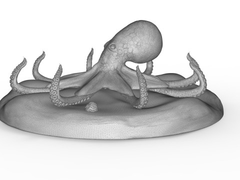 Red Octopus Figurine 3D-printmodel
