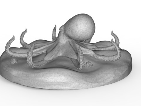 Red Octopus Figurine 3D-printmodel