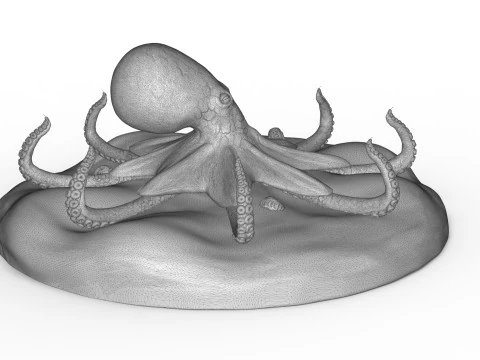 Red Octopus Figurine 3D Print Model