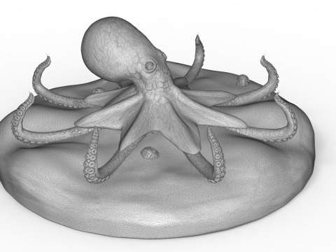 Red Octopus Figurine 3D-printmodel