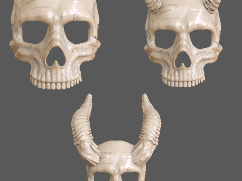 Skull Masks Pack 3 Horns 3D 프린트 모델