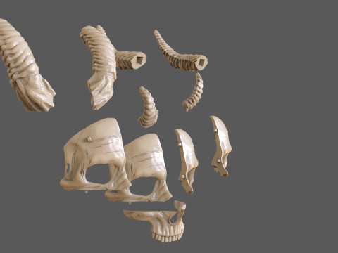 Skull Masks Pack 3 Horns Modèles 3D en vedette