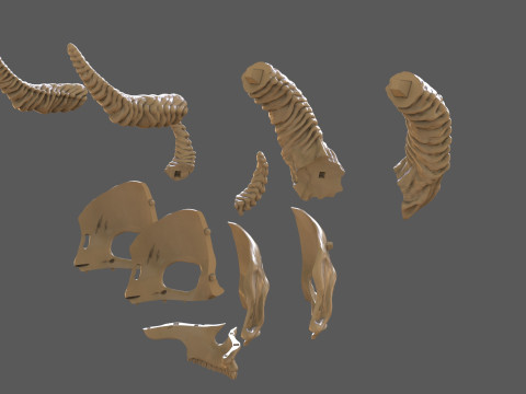 Skull Masks Pack 3 Horns Modèles 3D en vedette