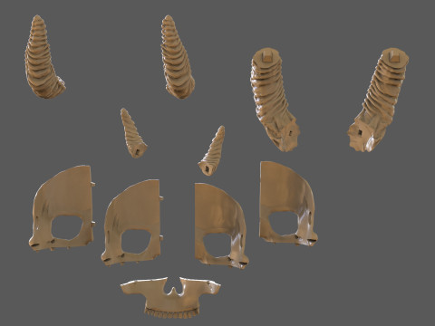 Skull Masks Pack 3 Horns Modèles 3D en vedette