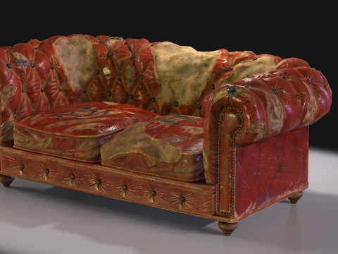 Chesterfield Sofa Damaged 3D Модель